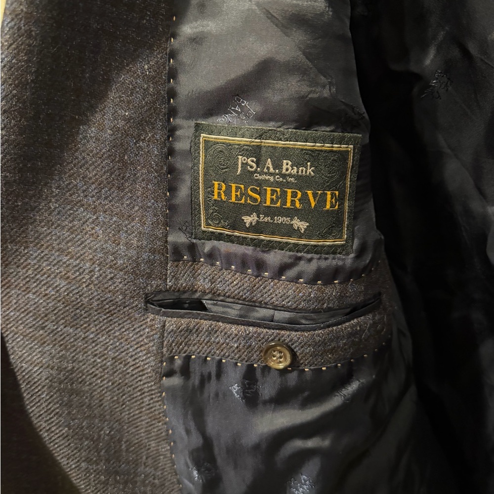 Jos. A. Bank 50R Blazer - 100% Italian Wool Cerruti 1881 Fabric - Charcoal Plaid - Picture 3 of 8